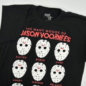 Friday the 13th Jason Voorhees Many Moods T Shirt Black Size‎ M Horror Movie EUC